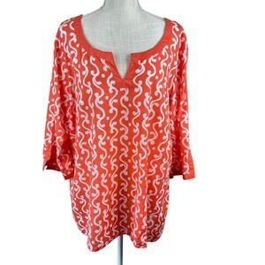 Old Navy Peasant Tunic‎ Top Womens XXL Orange Cotton Lightweight Boho Blouse